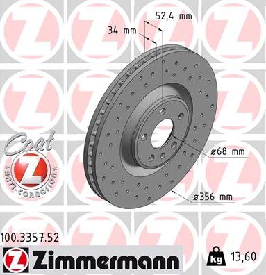 Zimmermann 100.3357.52 - Disque de frein cwaw.fr