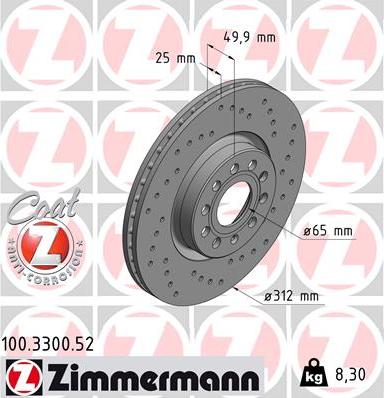 Zimmermann 100.3300.52 - Disque de frein cwaw.fr