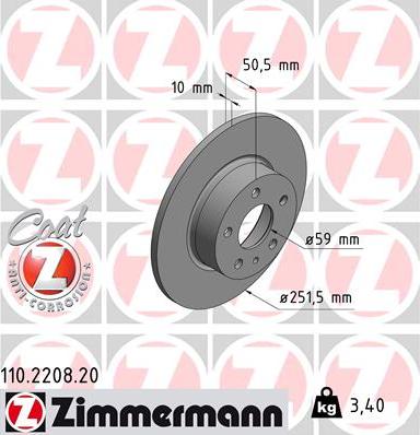 Zimmermann 110.2208.20 - Disque de frein cwaw.fr