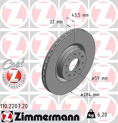 Zimmermann 110.2207.20 - Disque de frein cwaw.fr