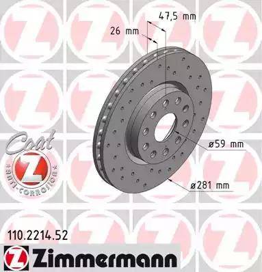 Zimmermann 110.2214.52 - Disque de frein cwaw.fr