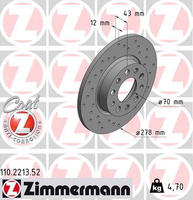 Zimmermann 110.2213.52 - Disque de frein cwaw.fr