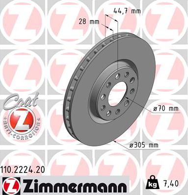 Zimmermann 110.2224.20 - Disque de frein cwaw.fr