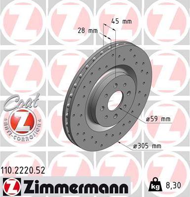 Zimmermann 110.2220.52 - Disque de frein cwaw.fr