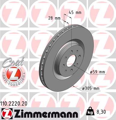 Zimmermann 110.2220.20 - Disque de frein cwaw.fr