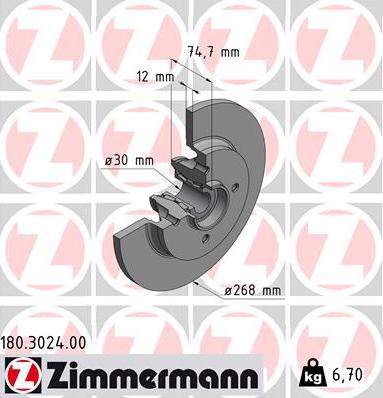 Zimmermann 180.3024.00 - Disque de frein cwaw.fr