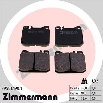 Zimmermann 29581.190.1 - Kit de plaquettes de frein, frein à disque cwaw.fr