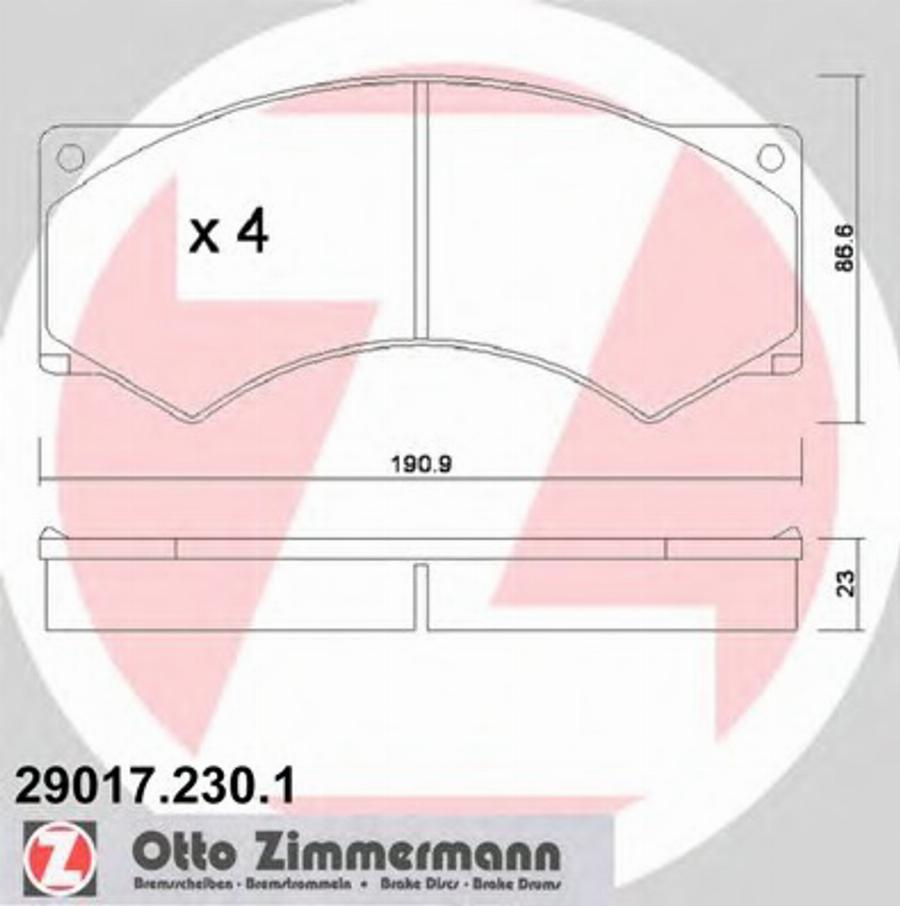 Zimmermann 29017.230.1 - Kit de plaquettes de frein, frein à disque cwaw.fr