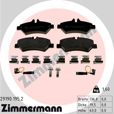 Zimmermann 29190.195.2 - Kit de plaquettes de frein, frein à disque cwaw.fr