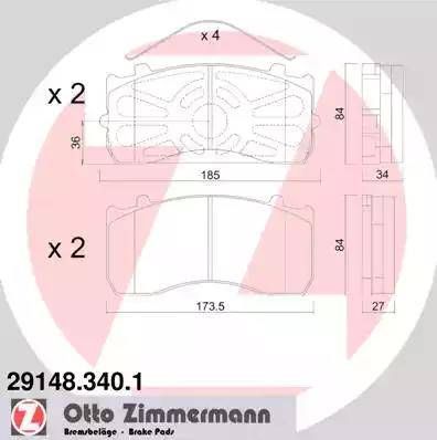 Zimmermann 29148.340.1 - Kit de plaquettes de frein, frein à disque cwaw.fr