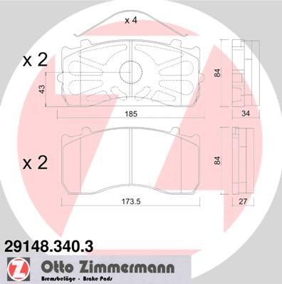 Zimmermann 29148.340.3 - Kit de plaquettes de frein, frein à disque cwaw.fr