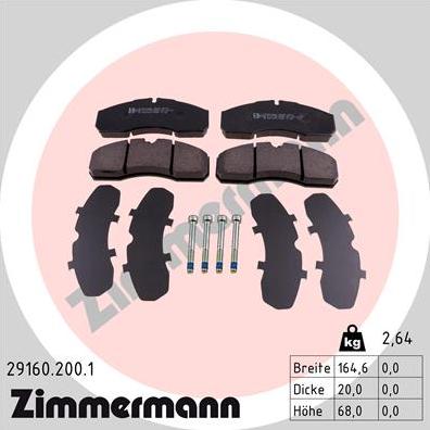 Zimmermann 29160.200.1 - Kit de plaquettes de frein, frein à disque cwaw.fr