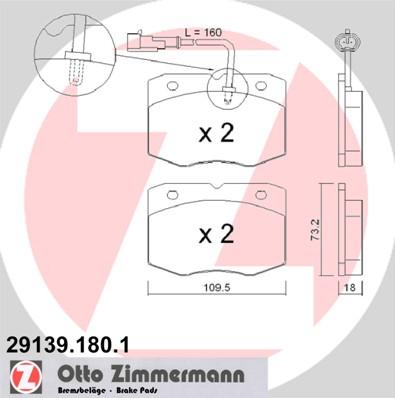 Zimmermann 29139.180.1 - Kit de plaquettes de frein, frein à disque cwaw.fr