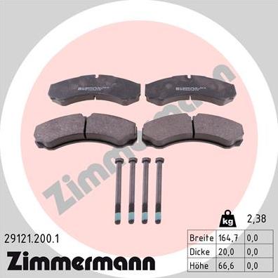 Zimmermann 29121.200.1 - Kit de plaquettes de frein, frein à disque cwaw.fr