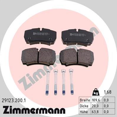 Zimmermann 29123.200.1 - Kit de plaquettes de frein, frein à disque cwaw.fr