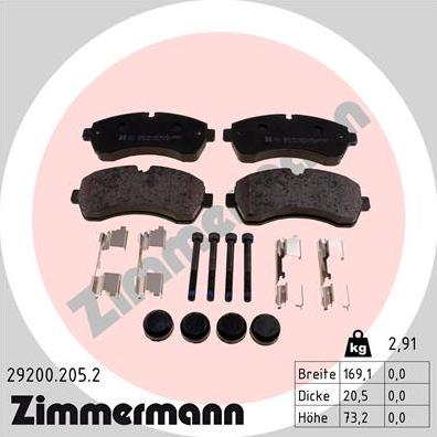 Zimmermann 29200.205.2 - Kit de plaquettes de frein, frein à disque cwaw.fr