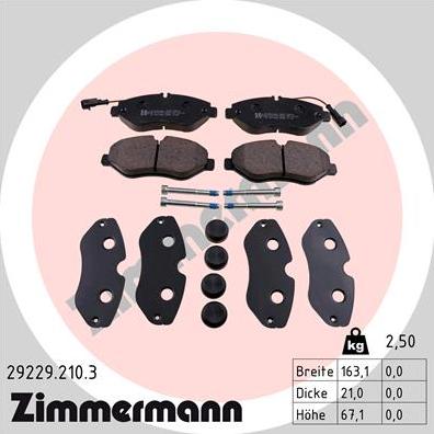 Zimmermann 29229.210.3 - Kit de plaquettes de frein, frein à disque cwaw.fr