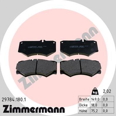 Zimmermann 29784.180.1 - Kit de plaquettes de frein, frein à disque cwaw.fr