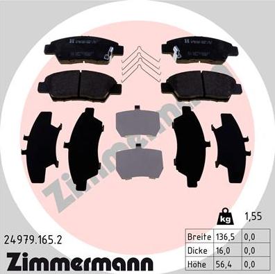 Zimmermann 24979.165.2 - Kit de plaquettes de frein, frein à disque cwaw.fr