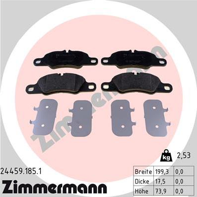 Zimmermann 24459.185.1 - Kit de plaquettes de frein, frein à disque cwaw.fr