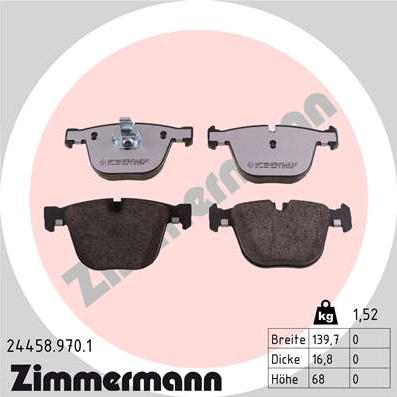 Zimmermann 24458.970.1 - Kit de plaquettes de frein, frein à disque cwaw.fr