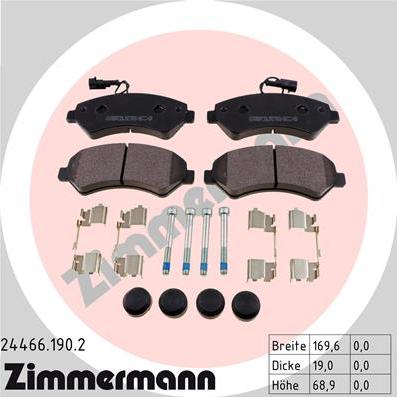 Zimmermann 24466.190.2 - Kit de plaquettes de frein, frein à disque cwaw.fr