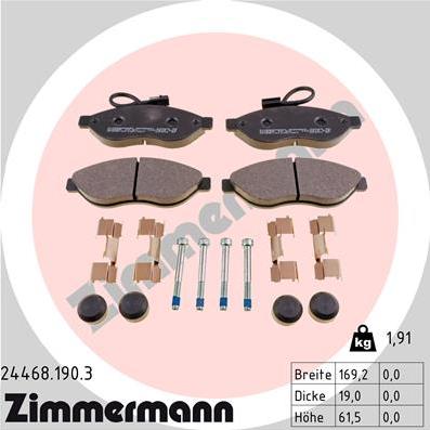 Zimmermann 24468.190.3 - Kit de plaquettes de frein, frein à disque cwaw.fr