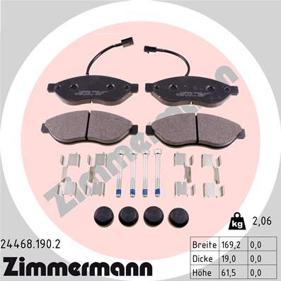 Zimmermann 24468.190.2 - Kit de plaquettes de frein, frein à disque cwaw.fr