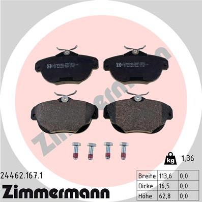 Zimmermann 24462.167.1 - Kit de plaquettes de frein, frein à disque cwaw.fr