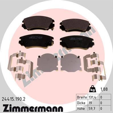 Zimmermann 24415.190.2 - Kit de plaquettes de frein, frein à disque cwaw.fr