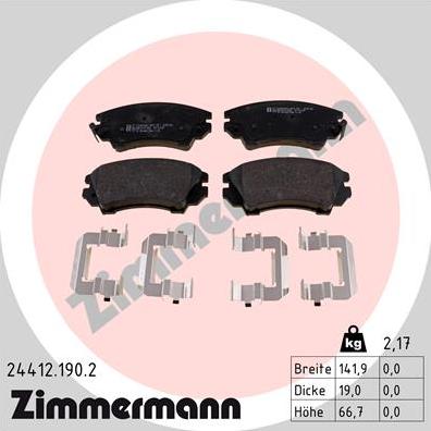 Zimmermann 24412.190.2 - Kit de plaquettes de frein, frein à disque cwaw.fr