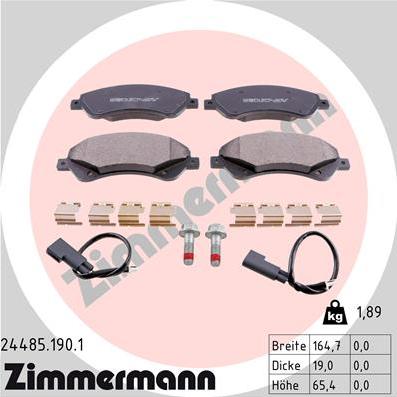 Zimmermann 24485.190.1 - Kit de plaquettes de frein, frein à disque cwaw.fr