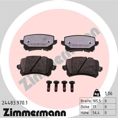 Zimmermann 24483.970.1 - Kit de plaquettes de frein, frein à disque cwaw.fr