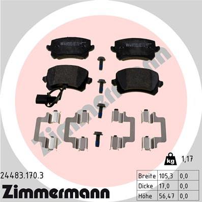 Zimmermann 24483.170.3 - Kit de plaquettes de frein, frein à disque cwaw.fr