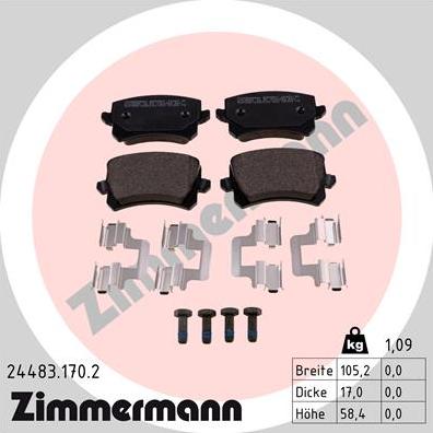 Zimmermann 24483.170.2 - Kit de plaquettes de frein, frein à disque cwaw.fr