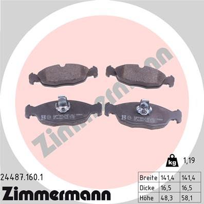 Zimmermann 24487.160.1 - Kit de plaquettes de frein, frein à disque cwaw.fr