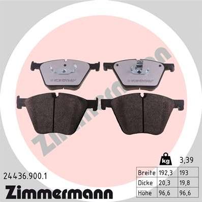 Zimmermann 24436.900.1 - Kit de plaquettes de frein, frein à disque cwaw.fr