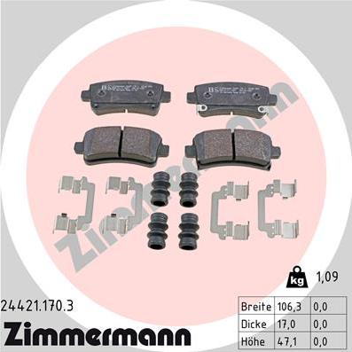 Zimmermann 24421.170.3 - Kit de plaquettes de frein, frein à disque cwaw.fr