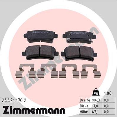 Zimmermann 24421.170.2 - Kit de plaquettes de frein, frein à disque cwaw.fr