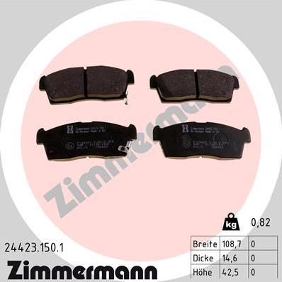 Zimmermann 24423.150.1 - Kit de plaquettes de frein, frein à disque cwaw.fr