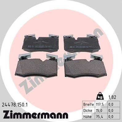 Zimmermann 24478.150.1 - Kit de plaquettes de frein, frein à disque cwaw.fr