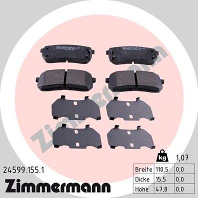 Zimmermann 24599.155.1 - Kit de plaquettes de frein, frein à disque cwaw.fr