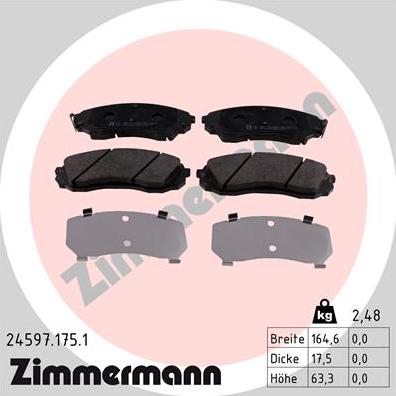 Zimmermann 24597.175.1 - Kit de plaquettes de frein, frein à disque cwaw.fr