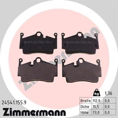 Zimmermann 24541.155.9 - Kit de plaquettes de frein, frein à disque cwaw.fr