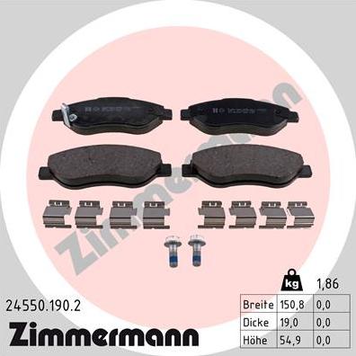 Zimmermann 24550.190.2 - Kit de plaquettes de frein, frein à disque cwaw.fr