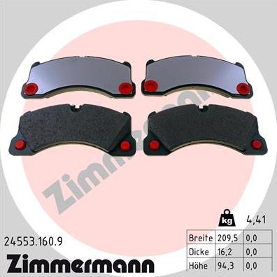 Zimmermann 24553.160.9 - Kit de plaquettes de frein, frein à disque cwaw.fr