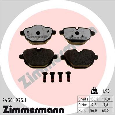 Zimmermann 24561.975.1 - Kit de plaquettes de frein, frein à disque cwaw.fr