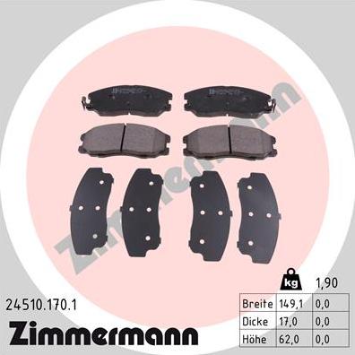 Zimmermann 24510.170.1 - Kit de plaquettes de frein, frein à disque cwaw.fr