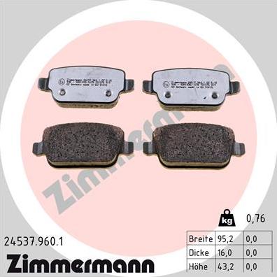 Zimmermann 24537.960.1 - Kit de plaquettes de frein, frein à disque cwaw.fr