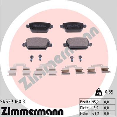 Zimmermann 24537.160.3 - Kit de plaquettes de frein, frein à disque cwaw.fr